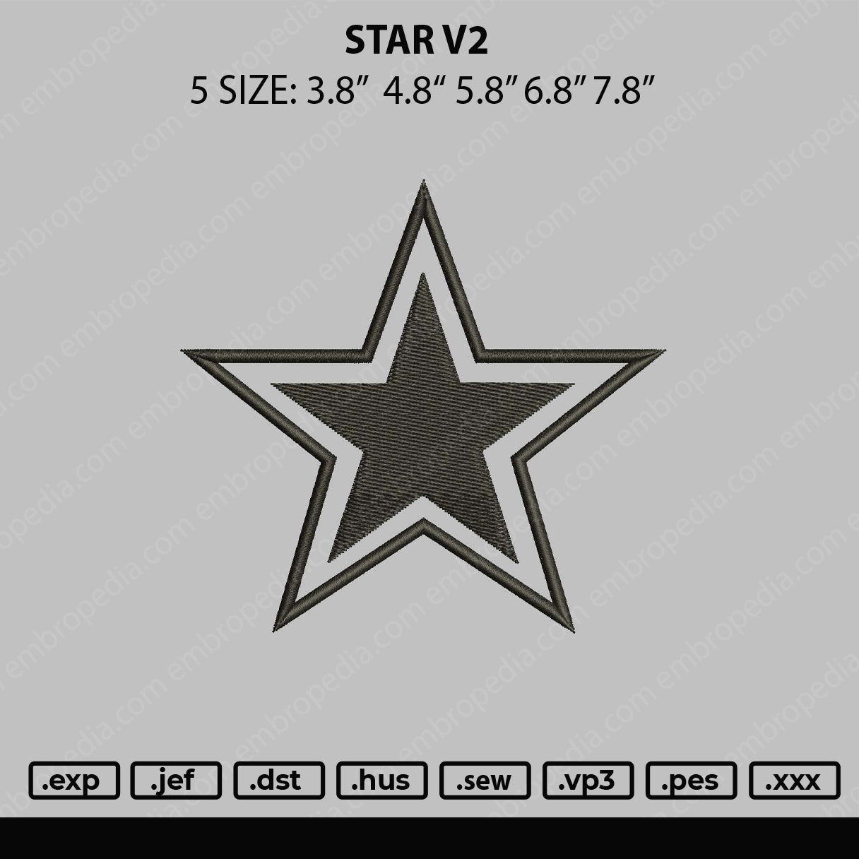 Star V2 Embroidery File 5 sizes