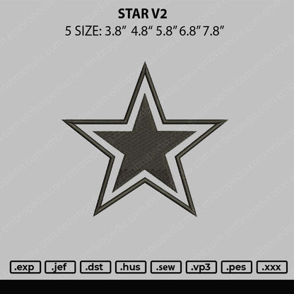 Star V2 Embroidery File 5 sizes