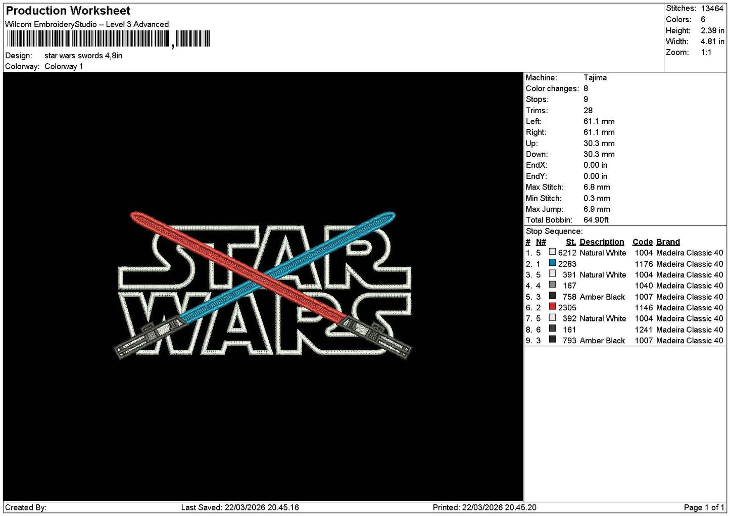 Star Text 2203 Embroidery 2 File 6 sizes