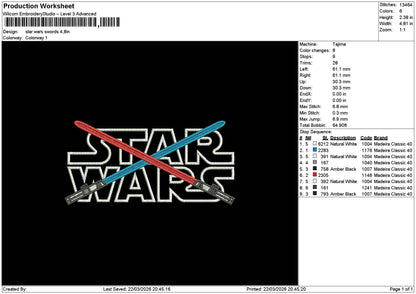 Star Text 2203 Embroidery 2 File 6 sizes