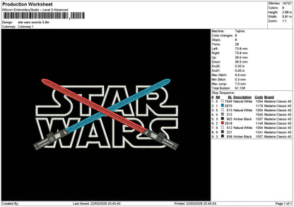 Star Text 2203 Embroidery 2 File 6 sizes