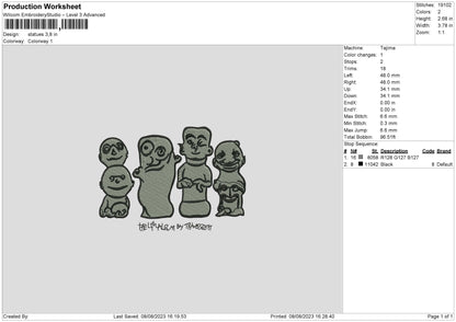 Statues Embroidery File 6 sizes