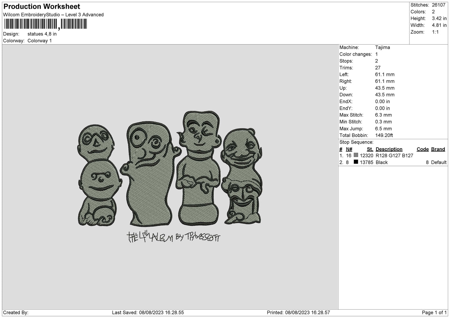 Statues Embroidery File 6 sizes