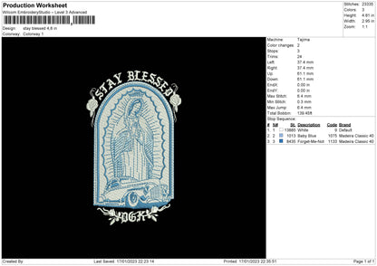 Stay Blessed Embroidery File 6 sizes