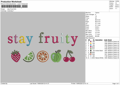 Fruitytext Embroidery Machine Design File 6 sizes