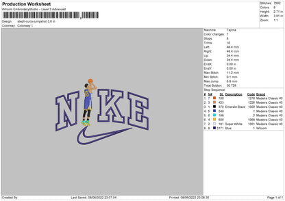 Nike Steph Curry Jump Embroidery File 4 size