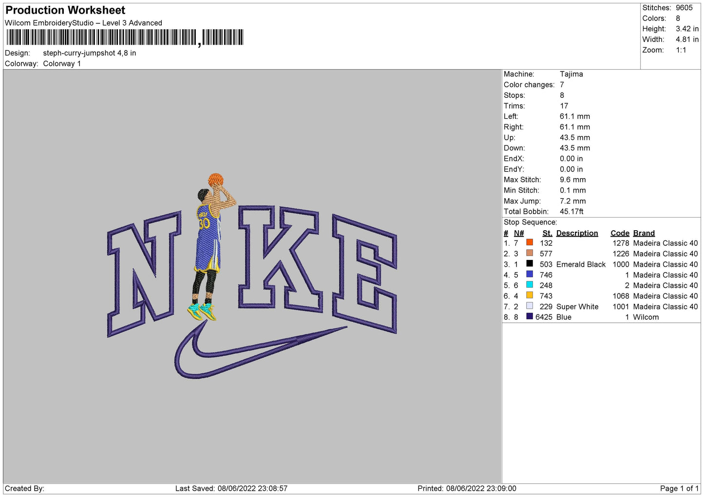 Nike Steph Curry Jump Embroidery File 4 size