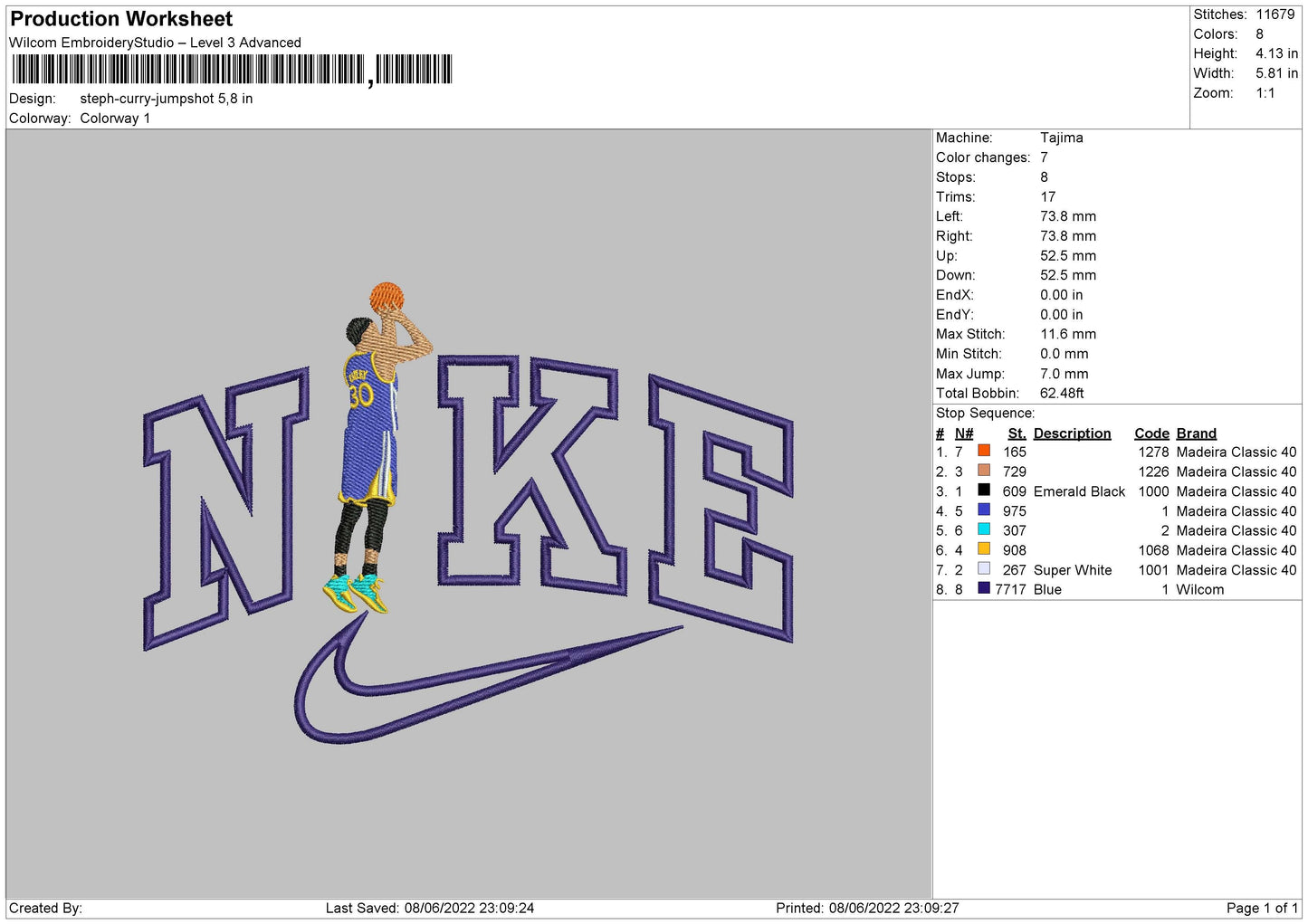 Nike Steph Curry Jump Embroidery File 4 size