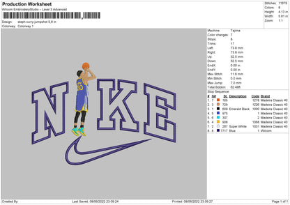 Nike Steph Curry Jump Embroidery File 4 size