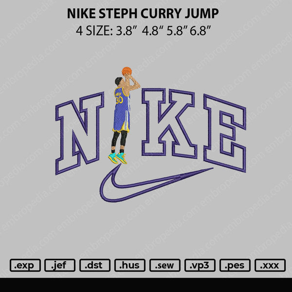 Nike Steph Curry Jump Embroidery File 4 size