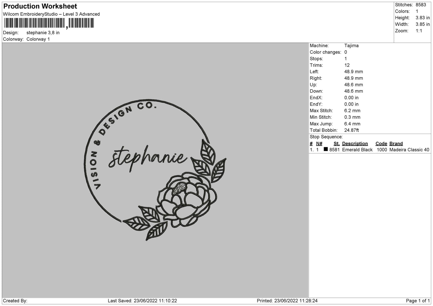 Stephanie Embroidery File 4 size
