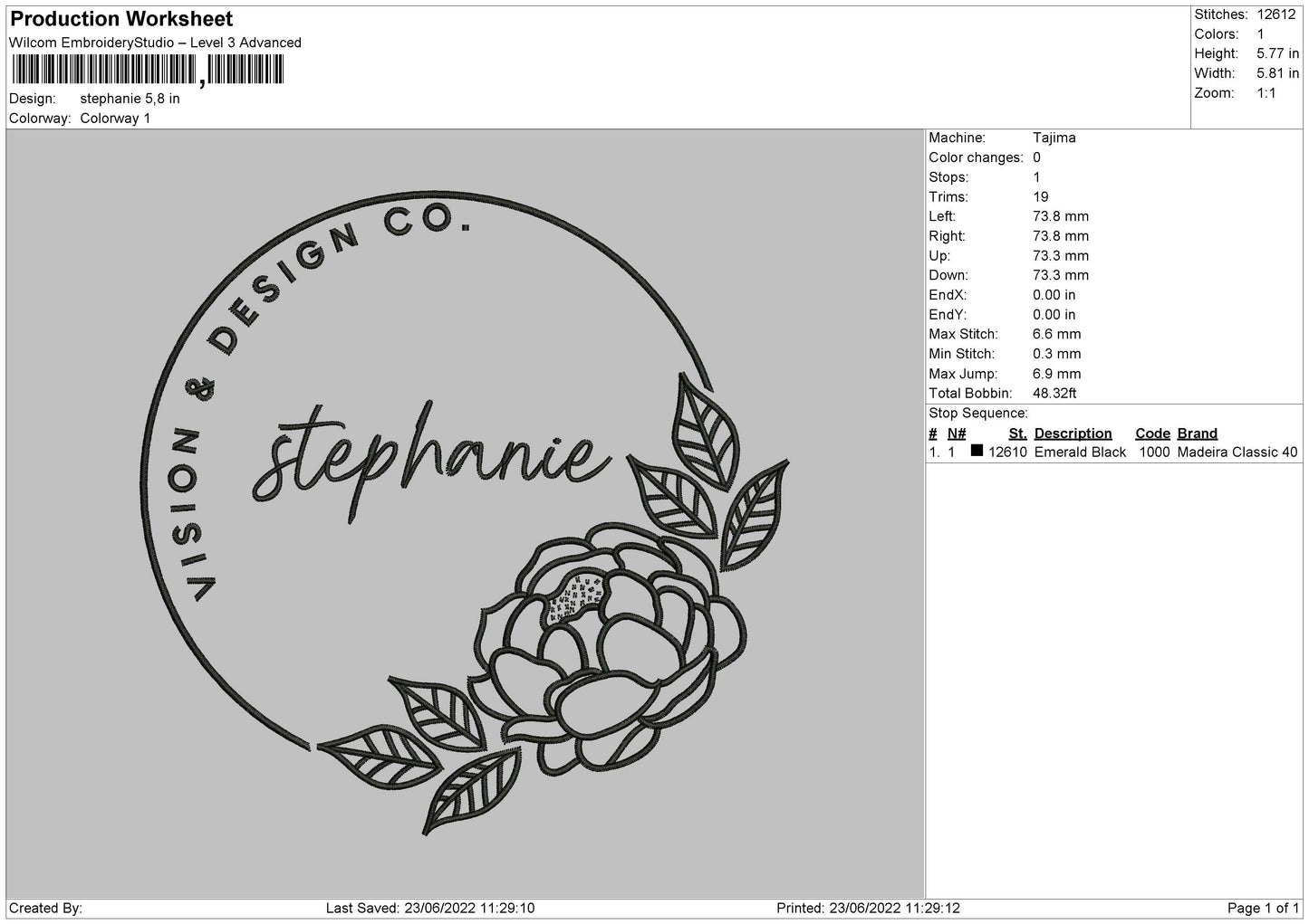 Stephanie Embroidery File 4 size