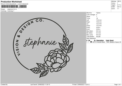Stephanie Embroidery File 4 size