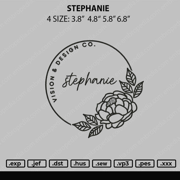 Stephanie Embroidery File 4 size