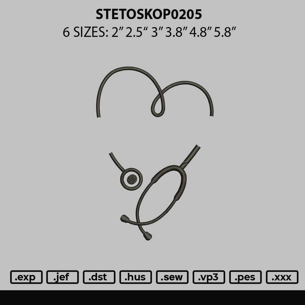 Stetoskop0205 Embroidery File 6 sizes