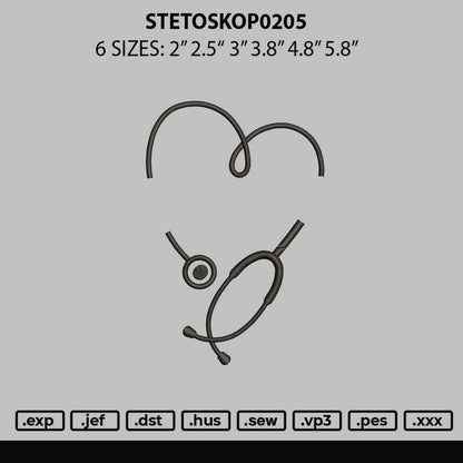 Stetoskop0205 Embroidery File 6 sizes