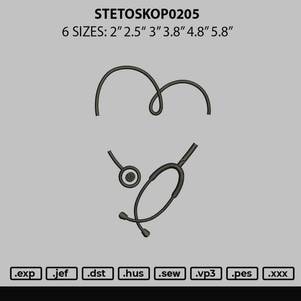 Stetoskop0205 Embroidery File 6 sizes