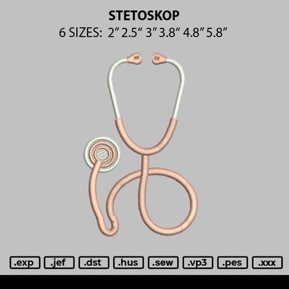Stetoskop Embroidery File 6 sizes