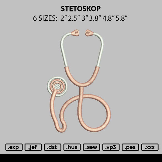 Stetoskop Embroidery File 6 sizes