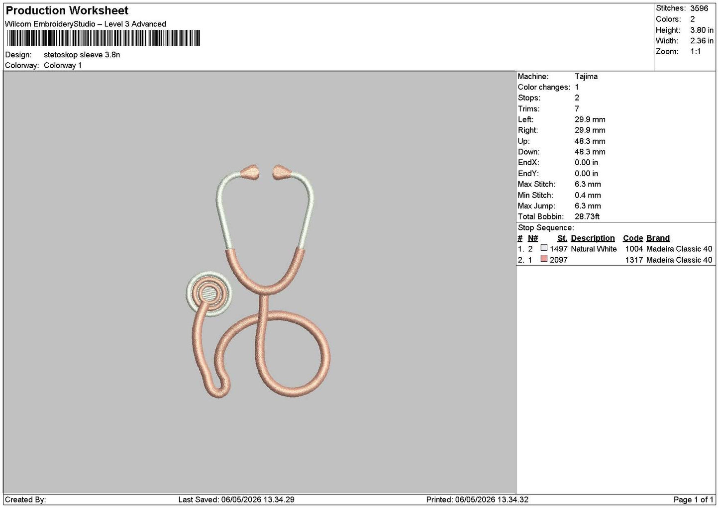 Stetoskop Embroidery File 6 sizes