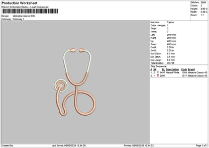 Stetoskop Embroidery File 6 sizes