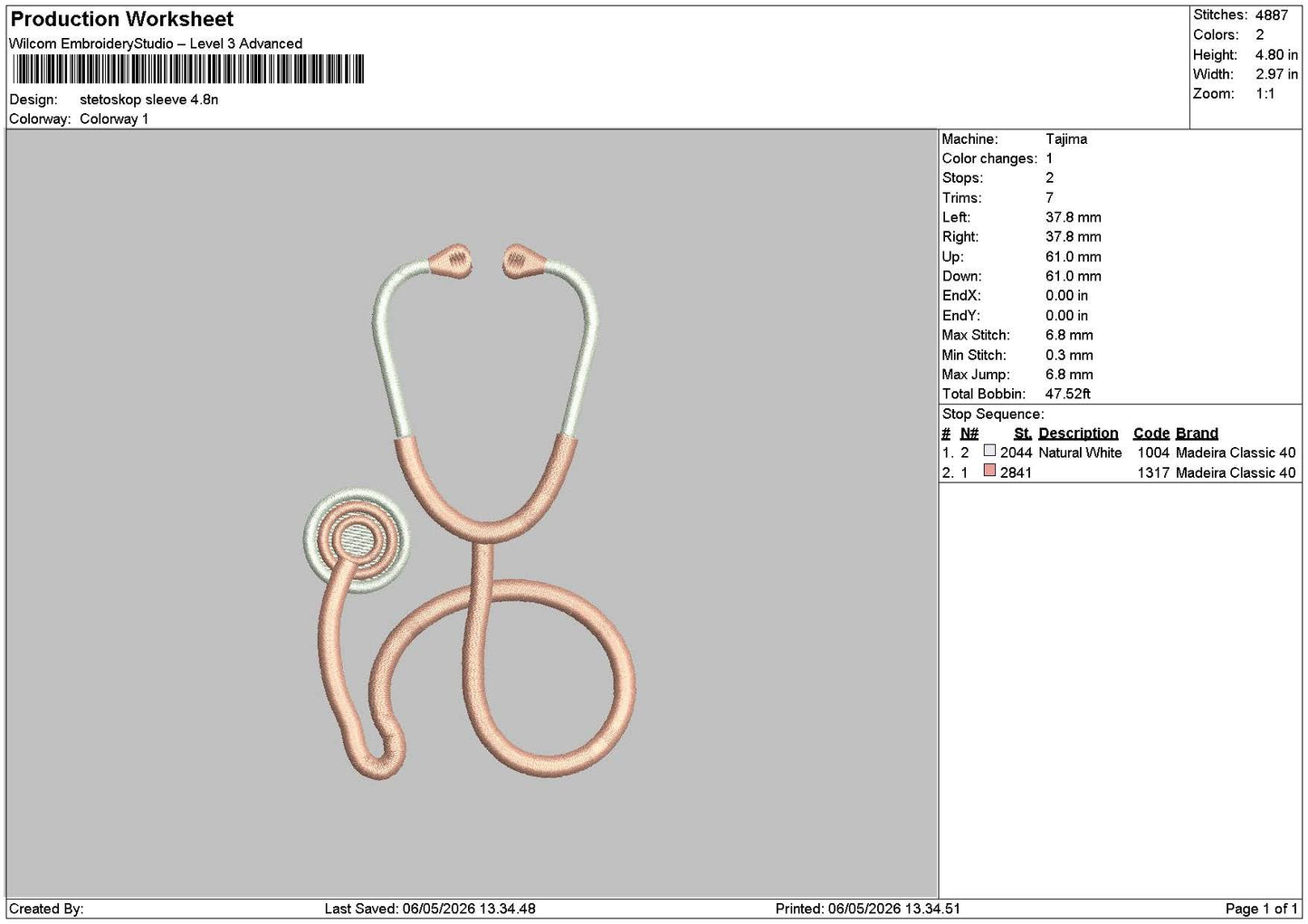 Stetoskop Embroidery File 6 sizes