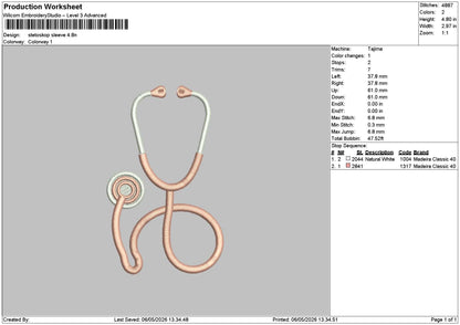 Stetoskop Embroidery File 6 sizes
