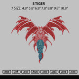 S Tiger Embroidery File 6 sizes