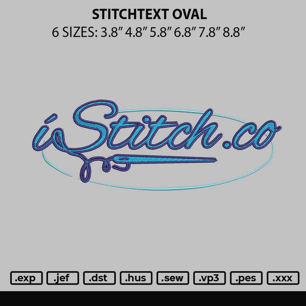 Stitchtext Oval Embroidery File 6 sizes