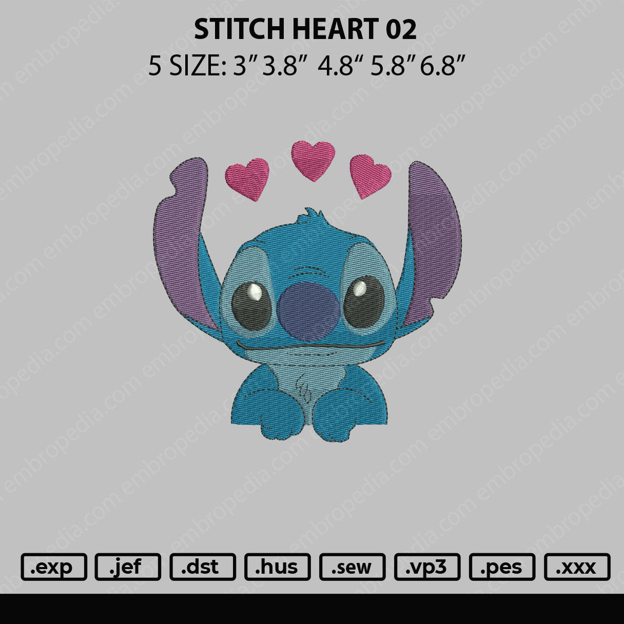 Stitch Heart 02 Embroidery File 5 size