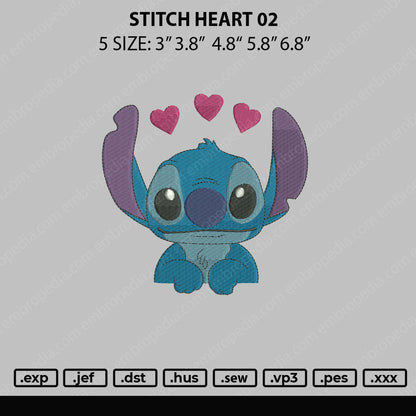 Stitch Heart 02 Embroidery File 5 size