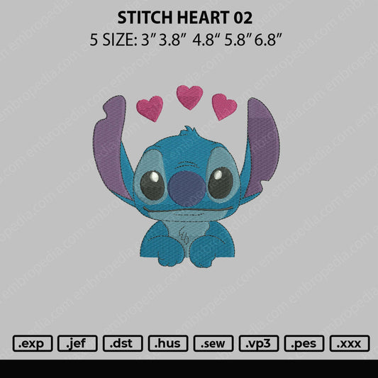 Stitch Heart 02 Embroidery File 5 size