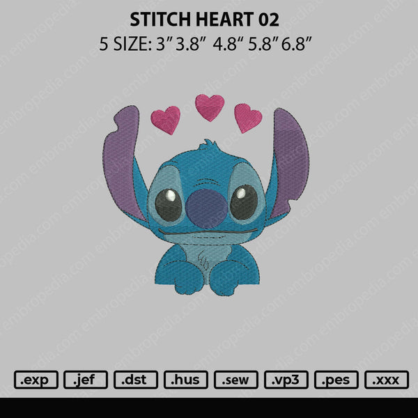 Stitch Heart 02 Embroidery File 5 size