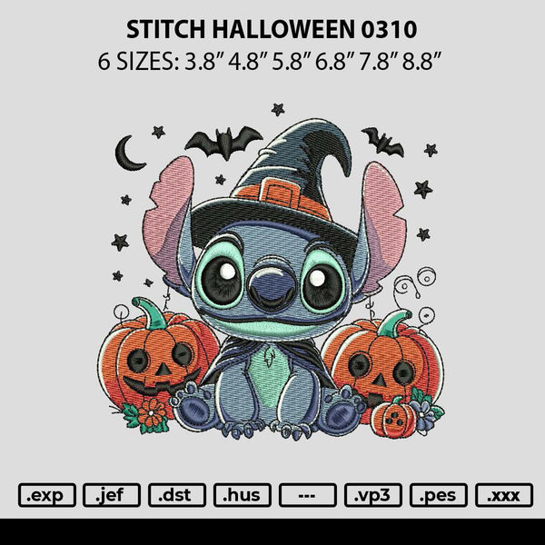 Stitch Halloween 0310 Embroidery File 6 sizes