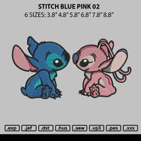 Stitch Blue Pink Embroidery File 6 sizes