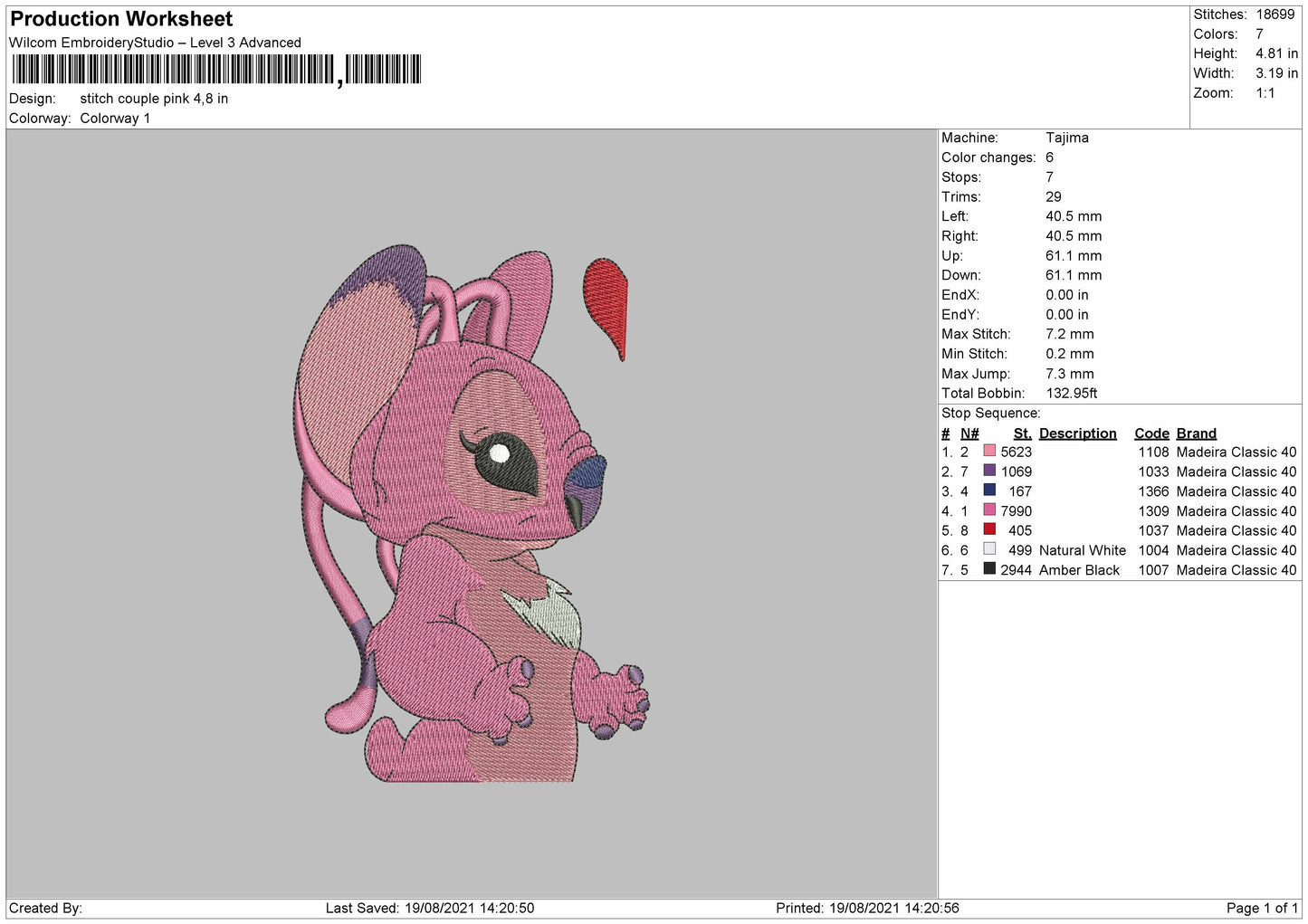 Stitch Couple Embroidery File 4 size