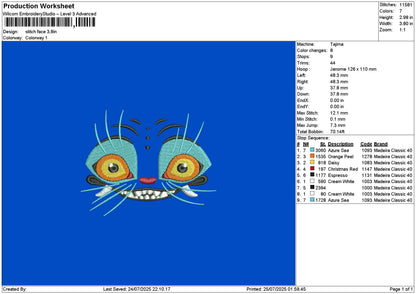 Stitch Face 2507 Embroidery File 6 sizes