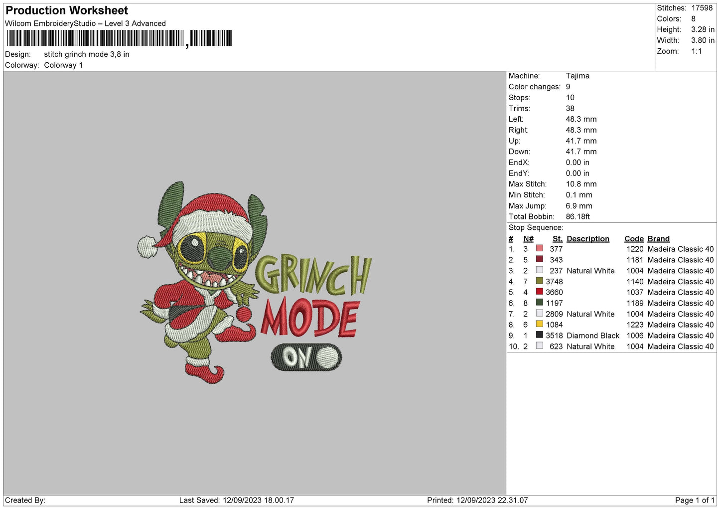 Glitch Mode Embroidery File 6 sizes