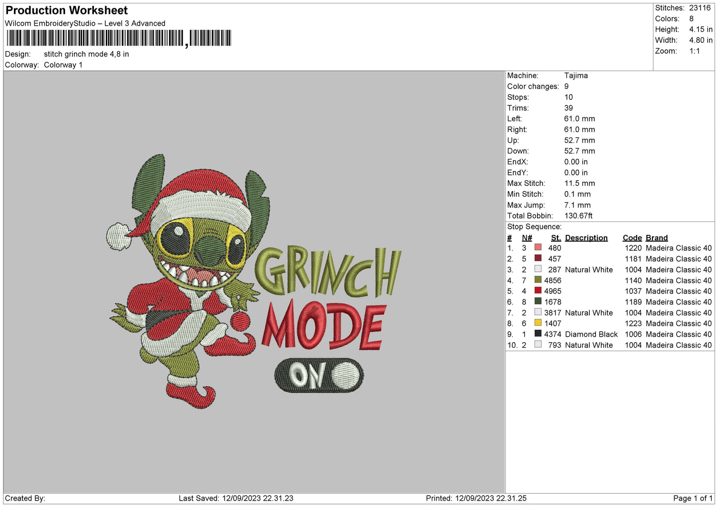 Glitch Mode Embroidery File 6 sizes