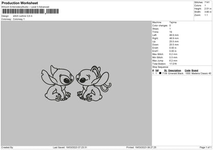 Stitch Outline Embroidery File 6 sizes