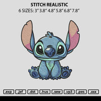 Stitch Realistic Embroidery File 6 sizes