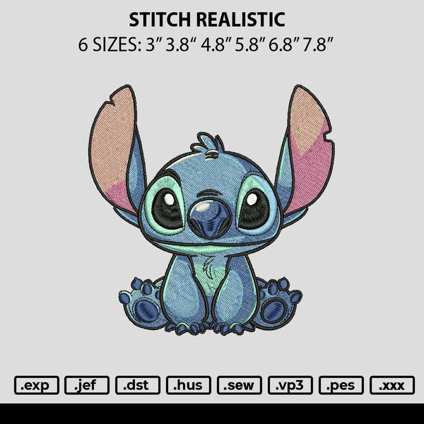 Stitch Realistic Embroidery File 6 sizes