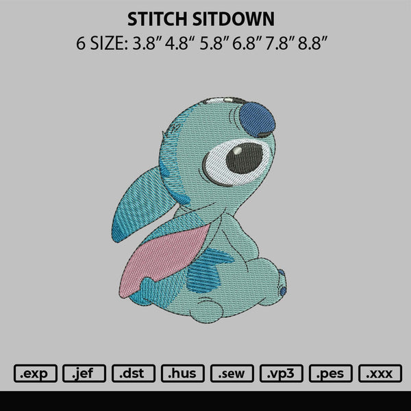 Stitch Sitdown Embroidery File 6 sizes