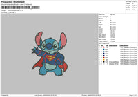 Stitch Superman Embroidery File 6 sizes