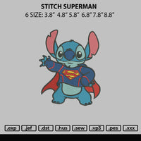 Stitch Superman Embroidery File 6 sizes