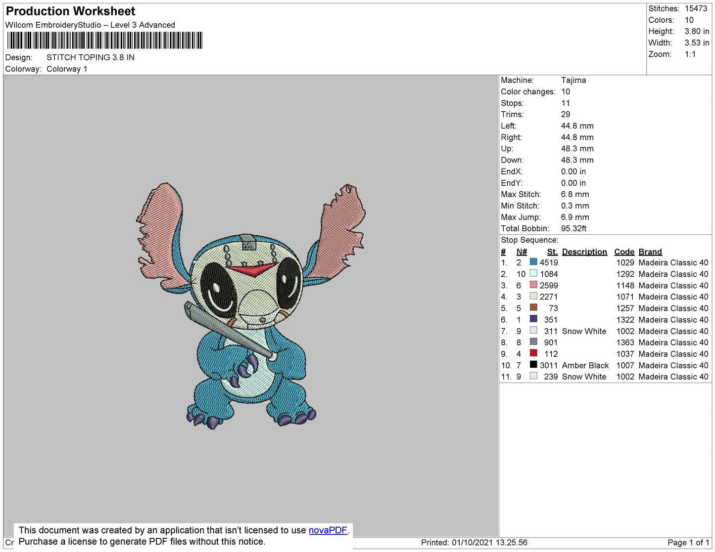 Stitch Toping Embroidery File 4 size