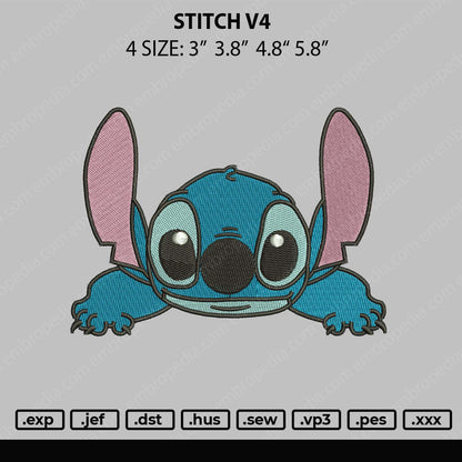 Stitch V4 Embroidery File 4 size