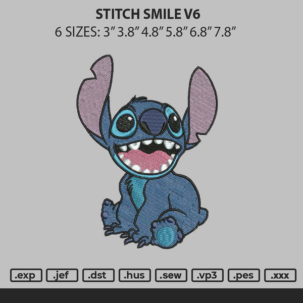 Stitch Smile V6 Embroidery File 6 sizes