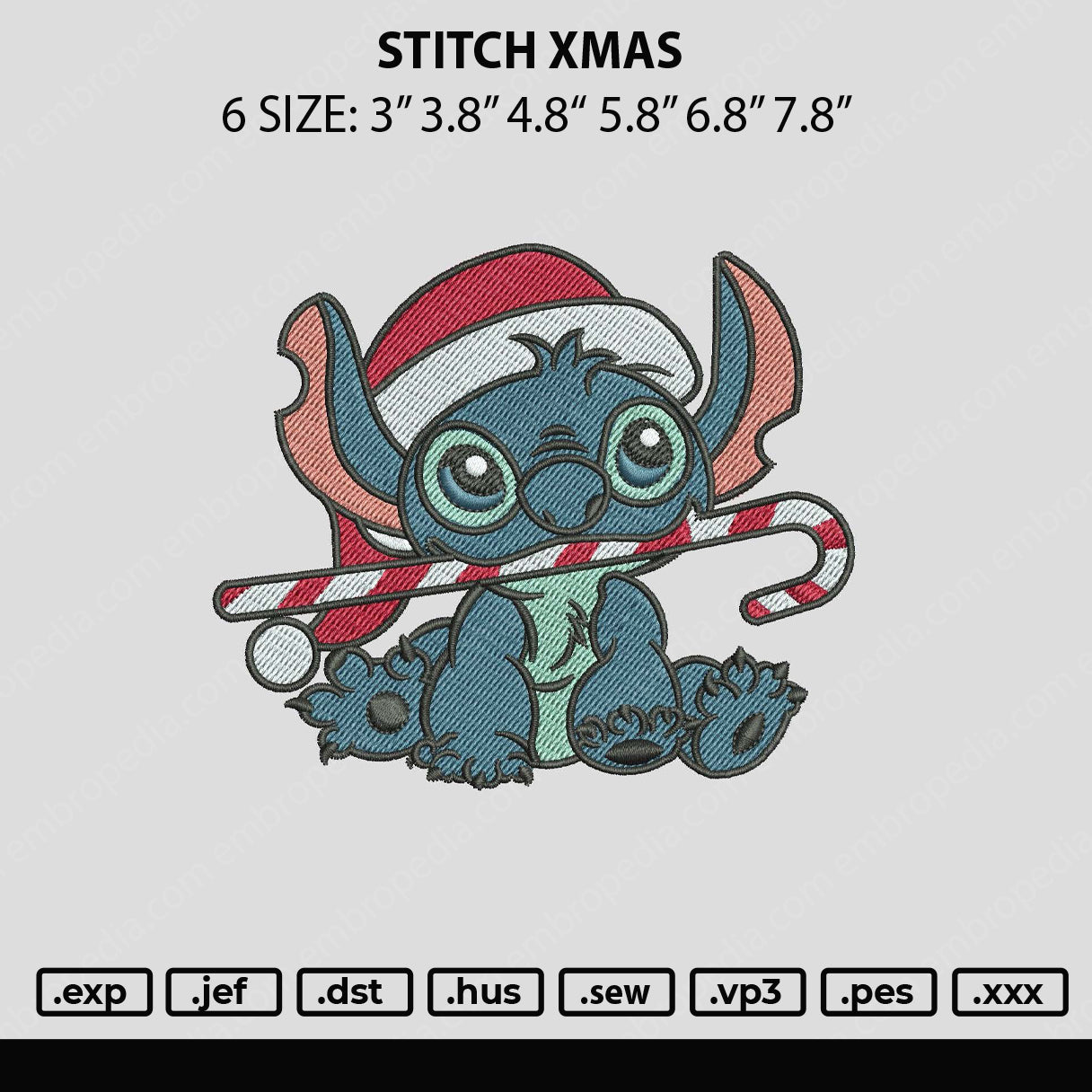 Stitch Xmas Embroidery File 6 sizes