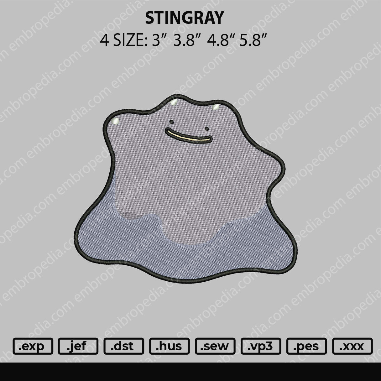 Stingray Embroidery File 4 size